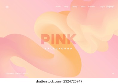 Pink yellow fluid wave gradient landing page. Rose modern flow bland shape background design for cover, banner, poster, flyer, presentation, advertising