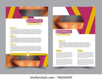 Pink and yellow flyer design template. Brochure abstract background for business, education, presentation, advertisement. Corporate identity style concept. Editable vector illustration.