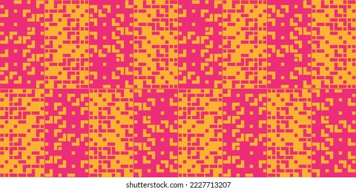 Rosa und gelbe geometrische abstrakte Textur. Vektornahtloses Muster mit verschiedenen Farbmustern, kann zusammen verwendet werden. Stilvolles, nahtloses Muster für die Gestaltung von Druck oder Innenräumen.