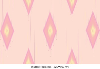 Pink and yellow Geometrics Ikat ethnic design.Ikat 
 seamless pattern in tribal, folk embroidery abstract seamless art. ornament print. Ikat Design for print, wallpaper,carpet,clothing,fashion,fabric.