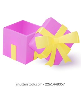 Pink and yellow gift box 3d realistic