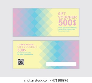 pink and yellow gift voucher vector design template 