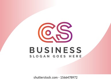 Pink yellow gradient initial letter CS logo vector template