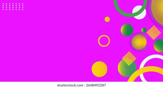pink yellow and green circle banner background. Vector abstract graphic design banner pattern background template.