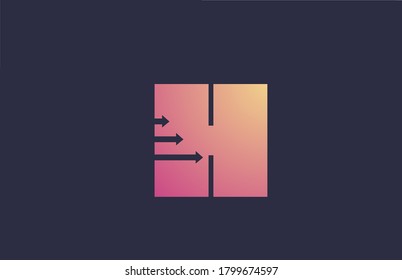 pink yellow H letter logo icon design with arrows. Alphabet for company and business 