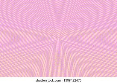 Pink yellow halftone vector background. Horizontal halftone texture. Pale dotwork gradient. Grunge dotted vector background. Colorful halftone overlay. Vintage cartoon effect. Perforated texture
