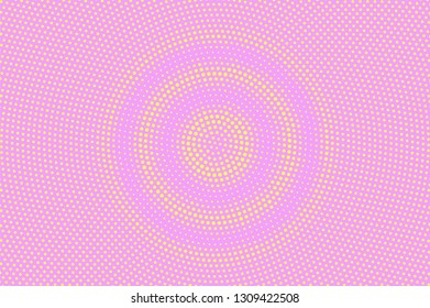 Pink yellow halftone vector background. Round halftone texture. Contrast dotwork gradient. Grunge dotted vector background. Colorful halftone overlay. Vintage cartoon effect. Perforated texture