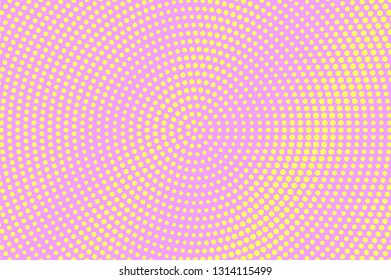 Pink and yellow halftone vector background. Diagonal halftone texture. Bright dotwork gradient. Rough dotted vector background. Colorful halftone overlay. Vintage cartoon effect. Perforated texture