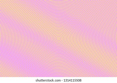 Pink and yellow halftone vector background. Diagonal halftone texture. Digital dotwork gradient. Rough dotted vector background. Colorful halftone overlay. Vintage cartoon effect. Perforated texture