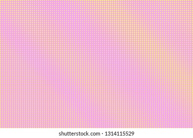 Pink and yellow halftone vector background. Diagonal halftone texture. Colorful dotwork gradient. Rough dotted vector background. Colorful halftone overlay. Vintage cartoon effect. Perforated texture