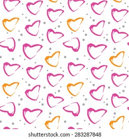 Pink yellow hearts seamless pattern