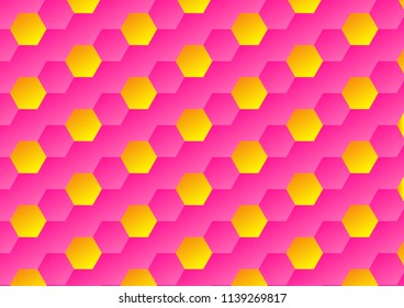 Pink and yellow hexagonal vector background texture