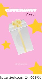 Pink Yellow Instagram Stories Gift Giveaway Time Vector Design