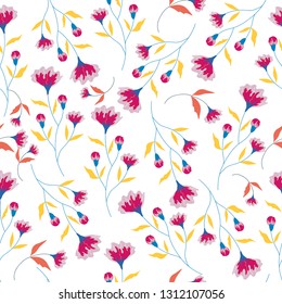 pink and yellow leaves seamless pattern