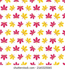 Pink and yellow leaves seamless pattern.
