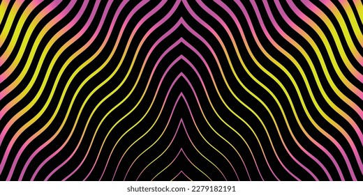 Pink and yellow line and black background