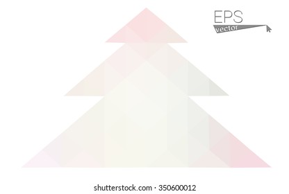 Pink, yellow low poly style christmas tree vector illustration consisting of triangles. Abstract triangular poly origami or crystal design of New Years celebration. Isolated on white background