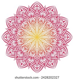 Pink Yellow Mandala Flower Ornament, geometric Mandala