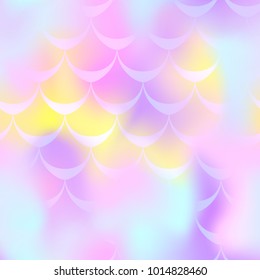 Pink yellow mermaid scale vector background. Pastel iridescent background. Fish scale pattern. Seamless pattern swatch. Holographic gradient. Mermaid tail scale seamless pattern. Mermaid texture