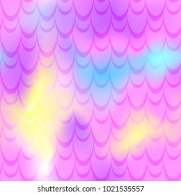 Pink yellow mermaid vector background. Feminine iridescent background. Fish scale pattern. Mermaid seamless pattern tile. Holographic gradient. Mermaid skin seamless pattern. Mermaid wrapping paper