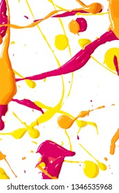 Pink and Yellow Messy Abstract Paint Splatters Vector