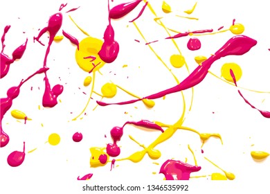 Pink and Yellow Messy Abstract Paint Splatters Vector