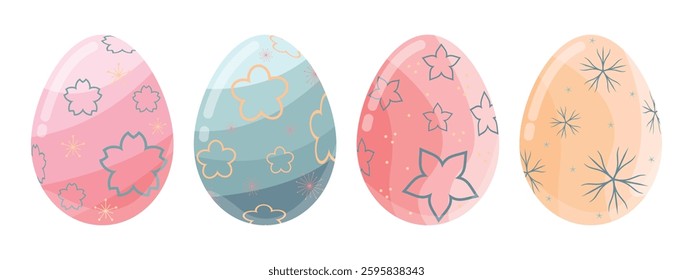 Pink Yellow Peach Easter Egg With Pastel Color Decorations