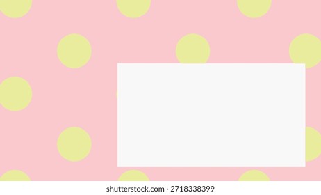 Rosa und gelber Polka-Punkt-Hintergrund mit einem weißen Rechteck Polka-Punkte auf rosa, gelbe Polka-Punkte, und ein weißes Rechteck erstellen ein spielerisches Design Hintergrund Design Ressource Vektor.