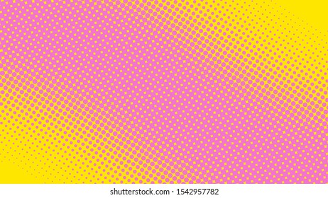 Pink and yellow pop art background with halftone dots in comic style, vector illustration eps10
