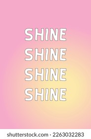 Pink and yellow poster with shine warp text. Gradient vector background with replayed typography composition