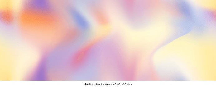 Pink, yellow and purple neon iridescent gradient seamless bg with raster texture. Textured blended vector background with watercolour effect. Blurred abstract patern