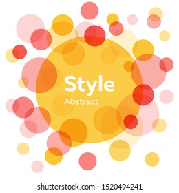 Pink, yellow and red abstract circles. Transparent round shapes, bubbles, geometric elements. Vector illustration for logo, label, poster design