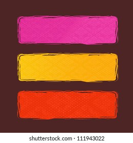 Pink Yellow Red Horizontal Blank Banners. Vector Cards
