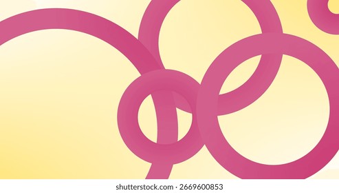 Anéis cor-de-rosa e amarelos sobre um fundo amarelo Gradiente Design