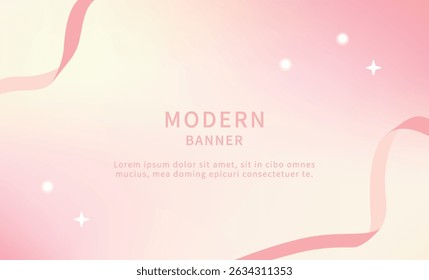 Pink and yellow shiny gradient background with ribbons. 