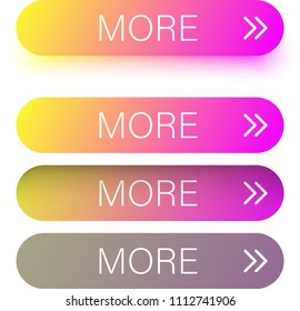 Pink and yellow spectrum more web buttons with arrow isolated on white background. Vector illustration.