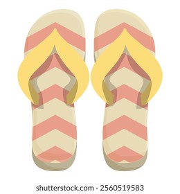 Pink and yellow striped flip flops, perfect for a relaxing day at the beach or by the pool