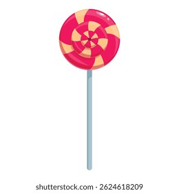 Pink and yellow swirl lollipop standing upright