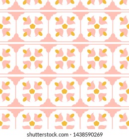 Pink and yellow tile in a seamless pattern design, that can be used both for web, as a background or in print