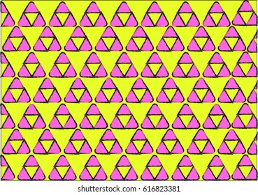 Pink and yellow triangular background vector.