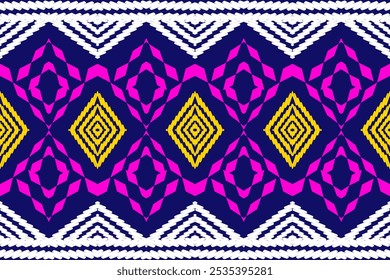 Pink and Yellow Tribal Diamond Pattern: Bold Seamless Geometric Design for Unique Textiles and Decor