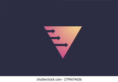 pink yellow V letter logo icon design with arrows. Alphabet for company and business 