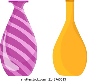 Pink and yellow vase, illustration, vector on a white background.