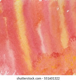 Pink and yellow watercolor background. Hand drawn watercolor background. Vector illustration.