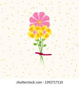 Pink and yellow watercolor flower