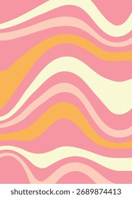 Plano de Fundo das Linhas Onduladas Rosa e Amarela . Padrão abstrato retrô.