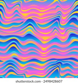 Pink and Yellow Wavy Stripes seamless pattern