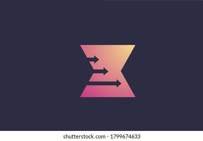 pink yellow X letter logo icon design with arrows. Alphabet for company and business 