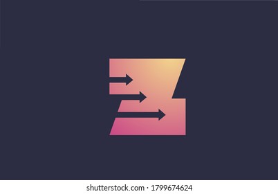 pink yellow Z letter logo icon design with arrows. Alphabet for company and business 