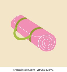 Pink yoga mat. Color vector illustration in flat style.